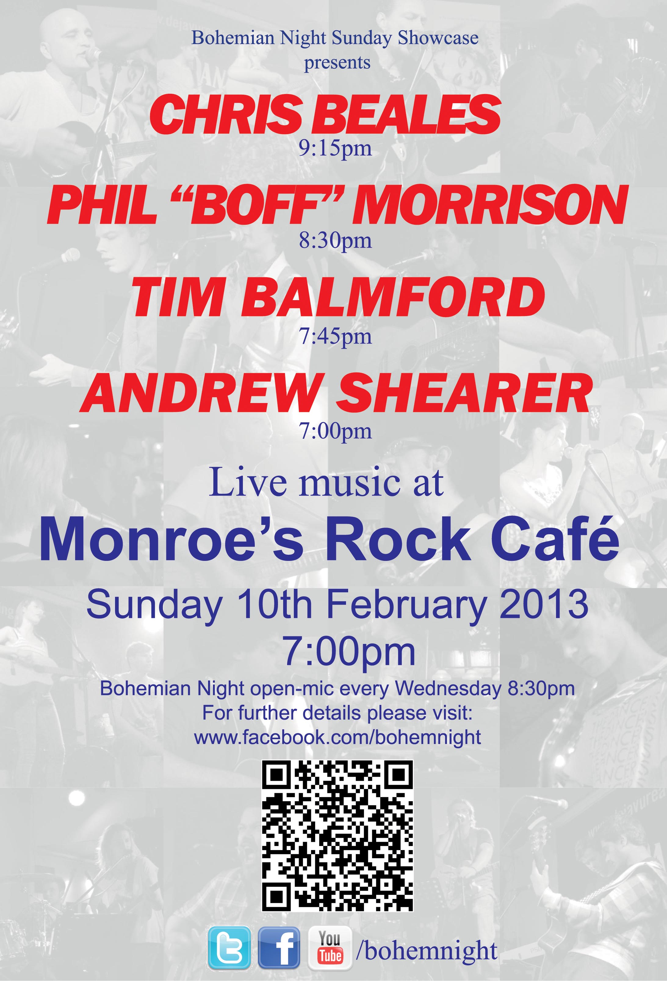 Poster for gig on 10th February 2013